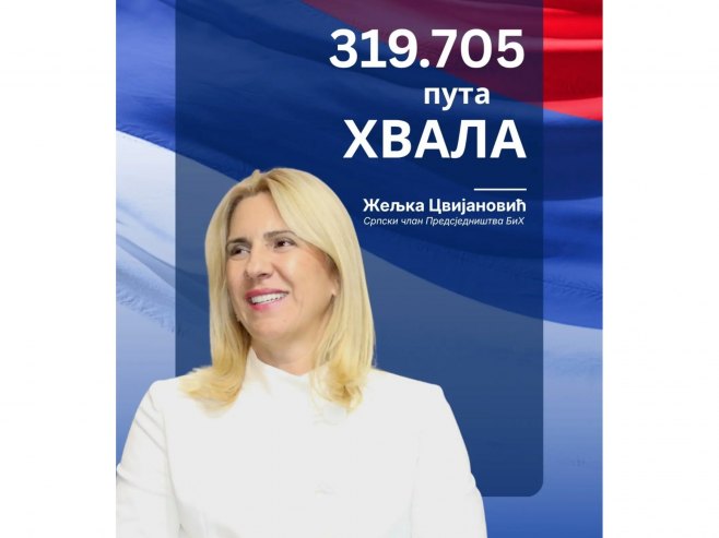 Cvijanović: Sada, kada su prebrojani svi glasovi, ostaje mi samo da kažem – 319.705 puta hvala
